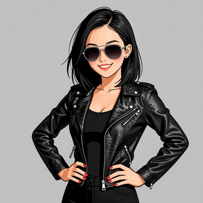 Woman in Black Leather Jacket
