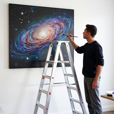 Man painting galaxy artwork