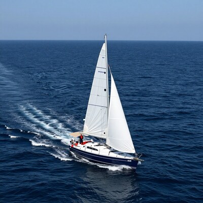 Sailboat on Blue Ocean
