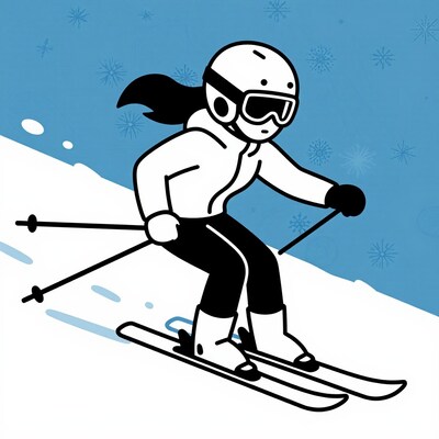 Woman Skiing Cartoon