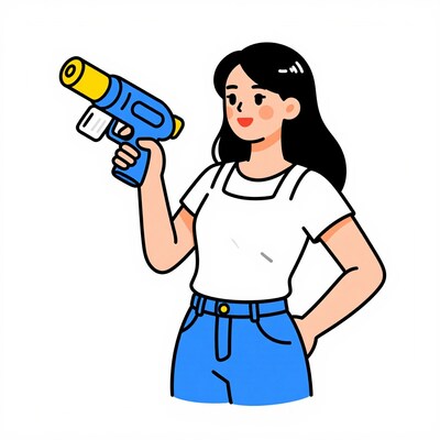 Woman with water gun