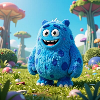 Blue Monster in Fantasy Garden