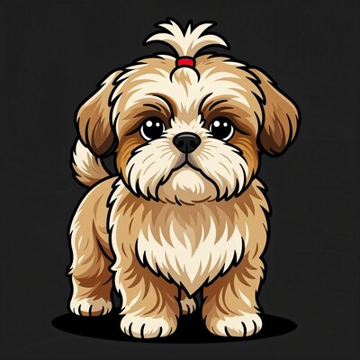 Cute Shih Tzu Puppy Cartoon