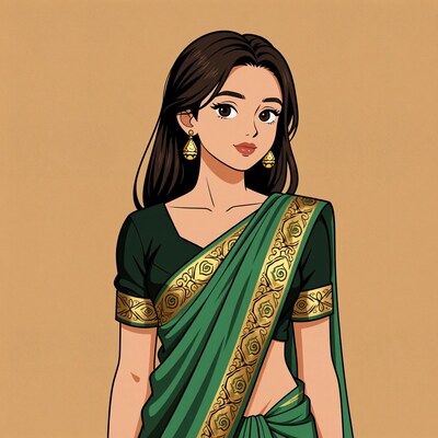 Indian woman in green sari