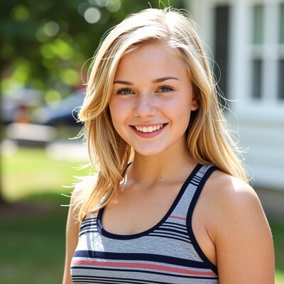 Smiling blonde teen girl