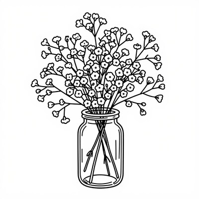 Baby's Breath Flowers in Jar
