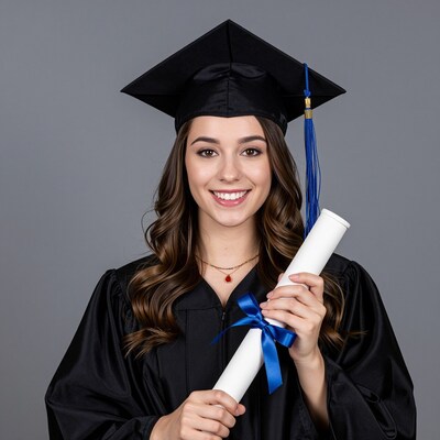 Smiling female graduate with diploma