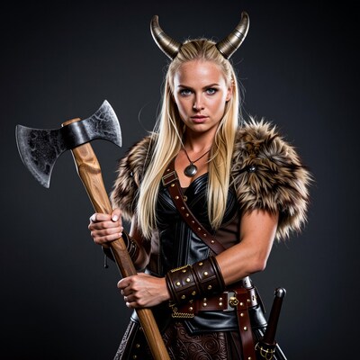 Blonde Viking Woman with Axe