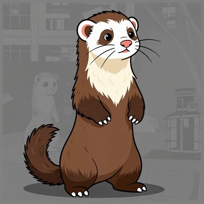 Cartoon ferret standing