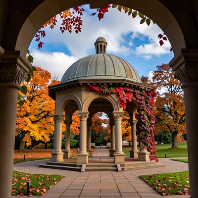 Autumn Gazebo in Park