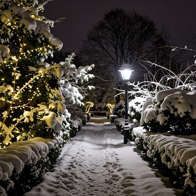 Snowy Christmas Garden Path