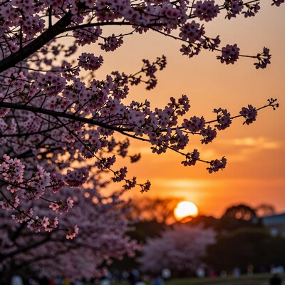 Cherry Blossoms at Sunset