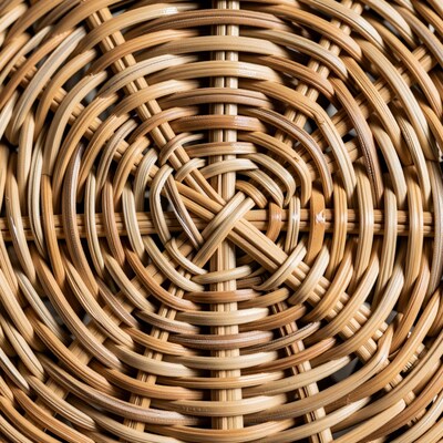Woven Rattan Basket Closeup