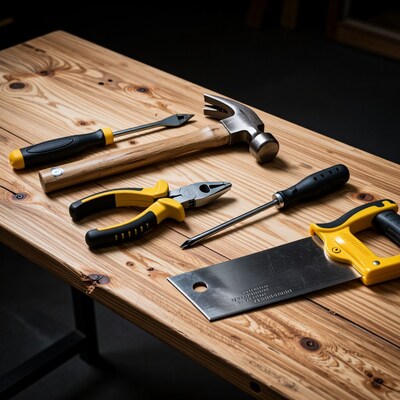 Carpentry Tools on Wooden Table