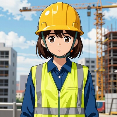 Female construction worker anime