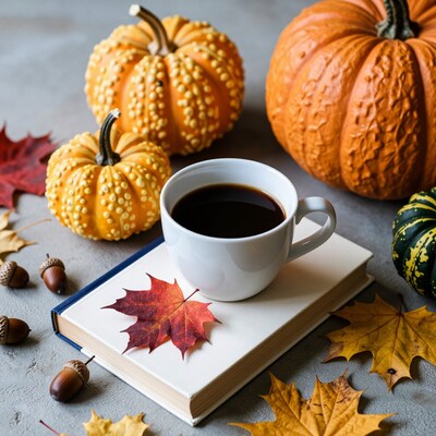 Autumn Coffee with Pumpkins