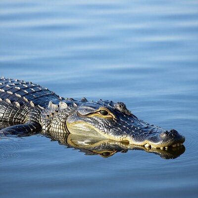 Alligator Swimming in Water