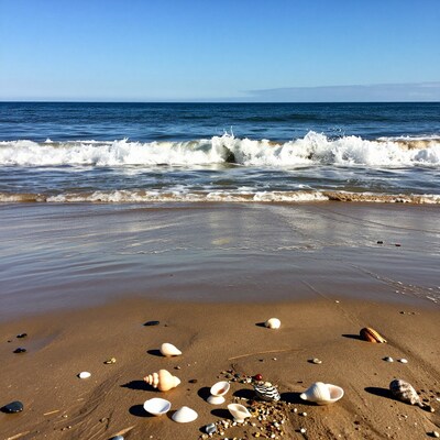 Seashells on Sandy Beach