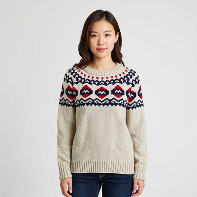 Woman in Fair Isle Knit Sweater