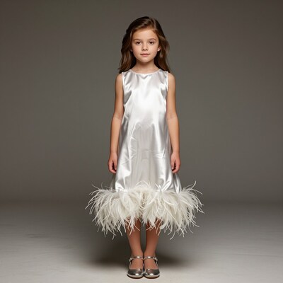 Girl in White Feather Dress
