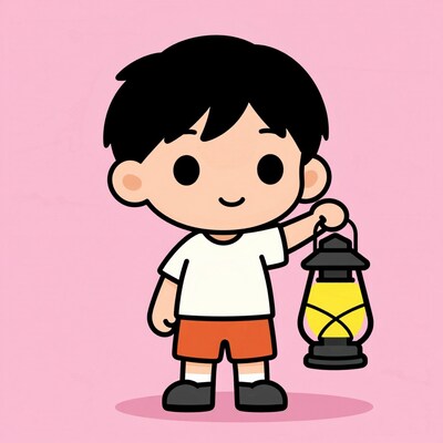 Cartoon boy with lantern