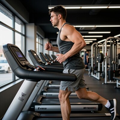 Man running on treadmill