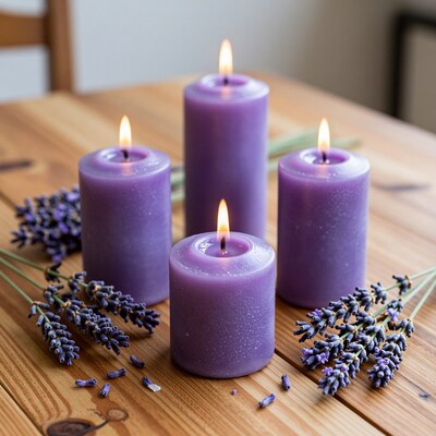 Purple lavender candles