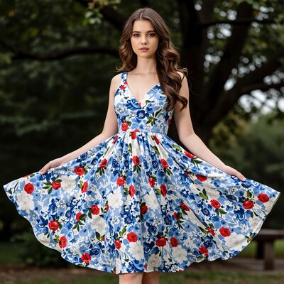 Woman in Floral Sundress