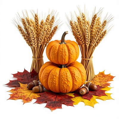 Autumn Pumpkins Wheat Acorns