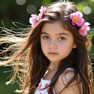 Young girl with flower crown
