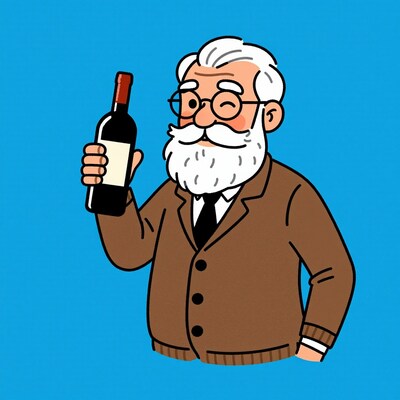 Old man with wine bottle