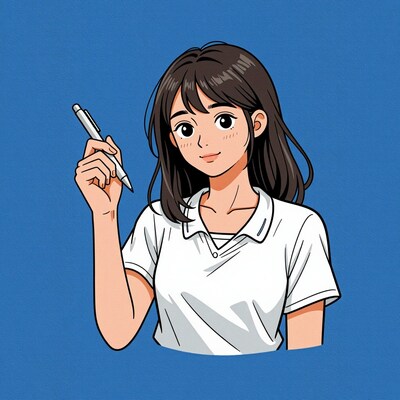 Anime girl with pen