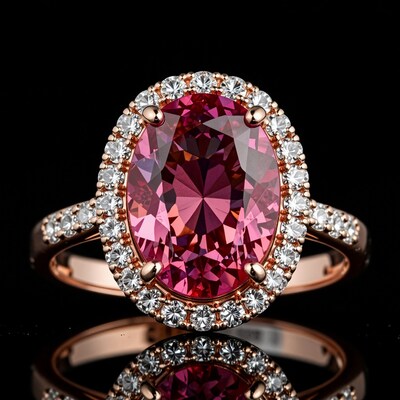 Pink Tourmaline Halo Ring