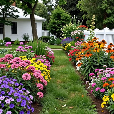 Vibrant Flower Garden Path