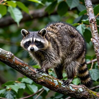 Raccoon on Tree Branch