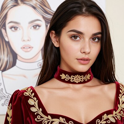 Woman in Red Velvet Choker