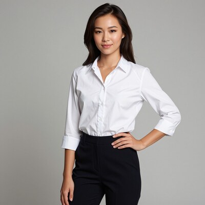 Asian woman in white shirt