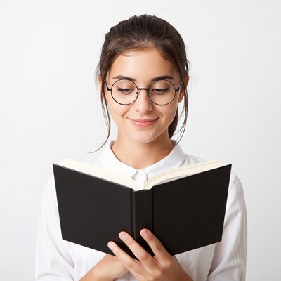 Young woman reading book