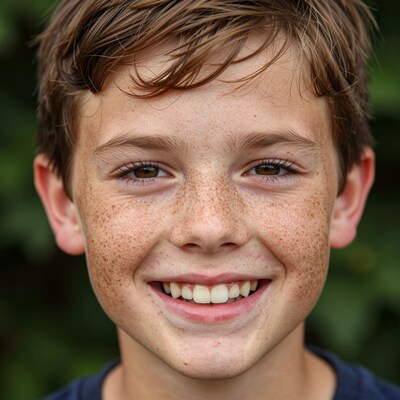 Smiling freckled boy portrait