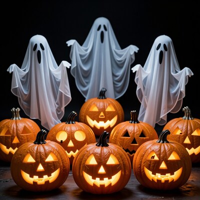 Halloween Pumpkins and Ghosts