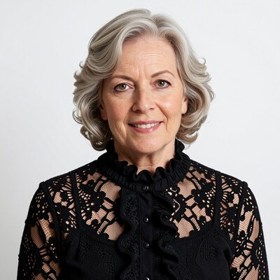 Smiling older woman with gray hair