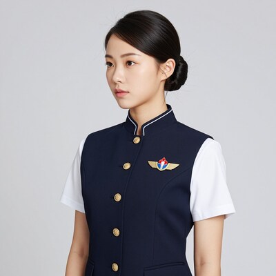Asian flight attendant in uniform