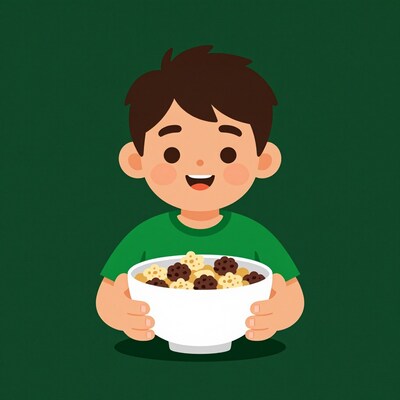 Boy eating cereal