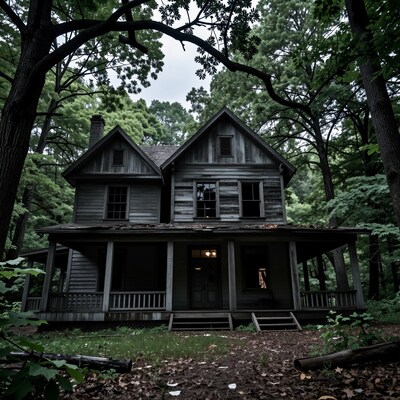 Abandoned Haunted House in Forest