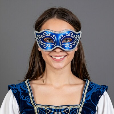 Woman in Blue Venetian Mask