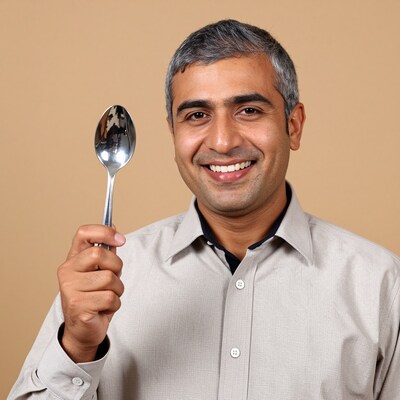 Man holding spoon