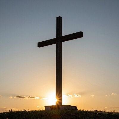 Wooden Cross at Sunset