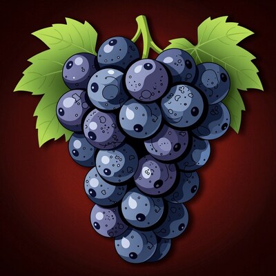 Cartoon Purple Grapes Bunch
