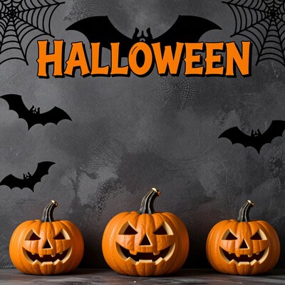 Halloween Pumpkins with Bats