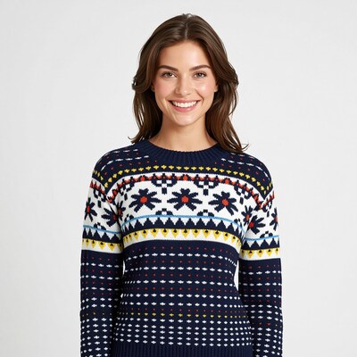 Woman in Fair Isle Christmas Sweater